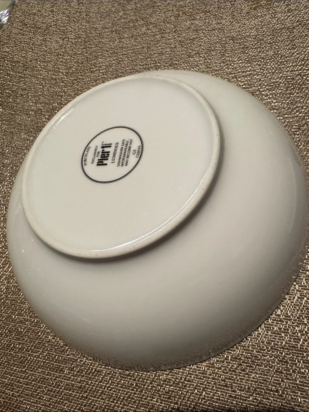 Pier 1 White Ceramic Serving Bowl with Glossy Finish